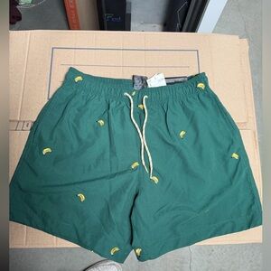 H & M Green Banana Embroidered Swim Trunks